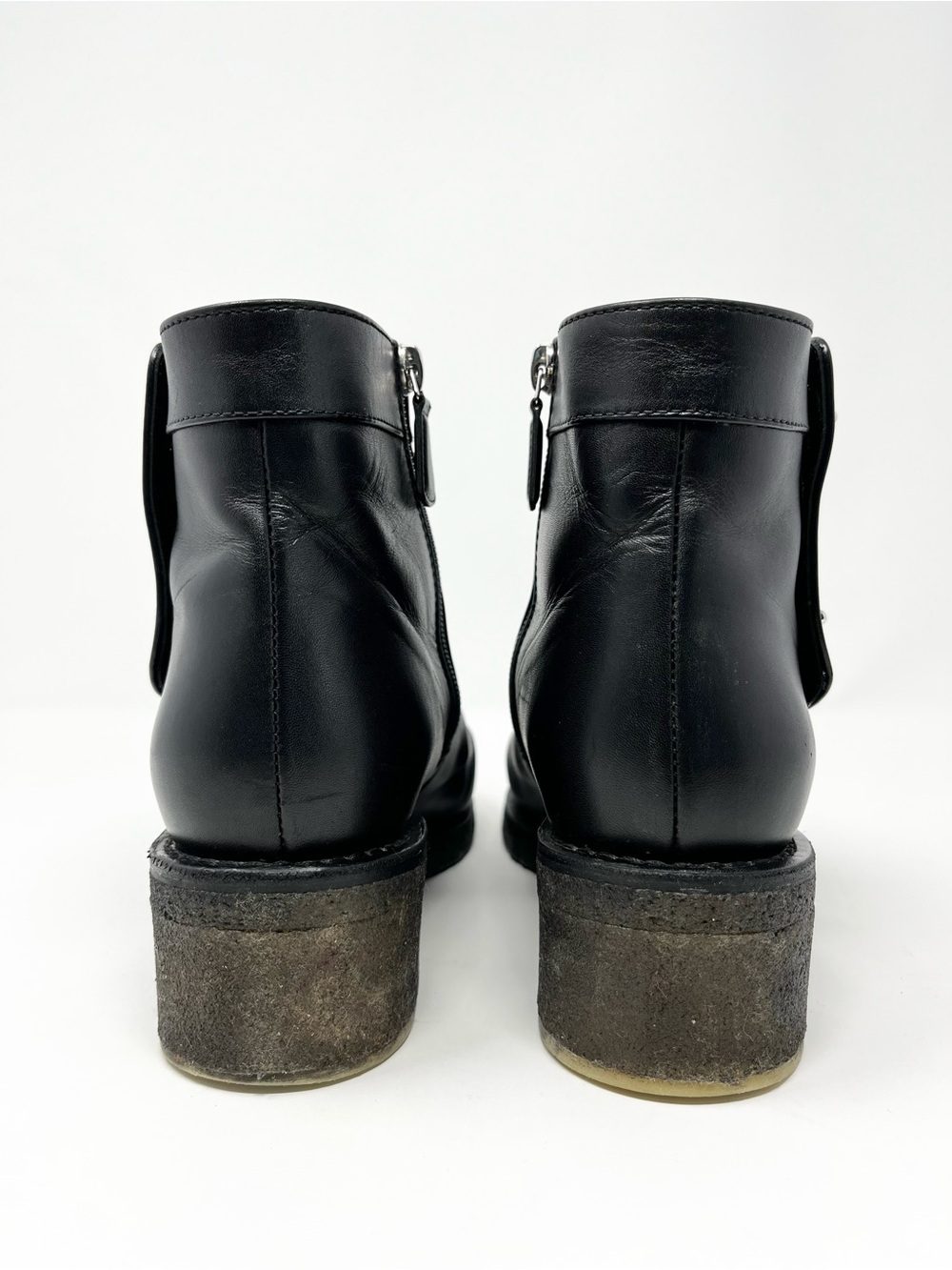 Chanel Black Leather CC Logo Turnlock Ankle Boot Boots Booties Shoes Moto 38 38C - Picture 6 of 11
